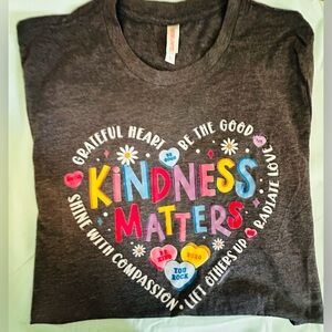 Kindness Matters Heart Graphic Tee - Charcoal